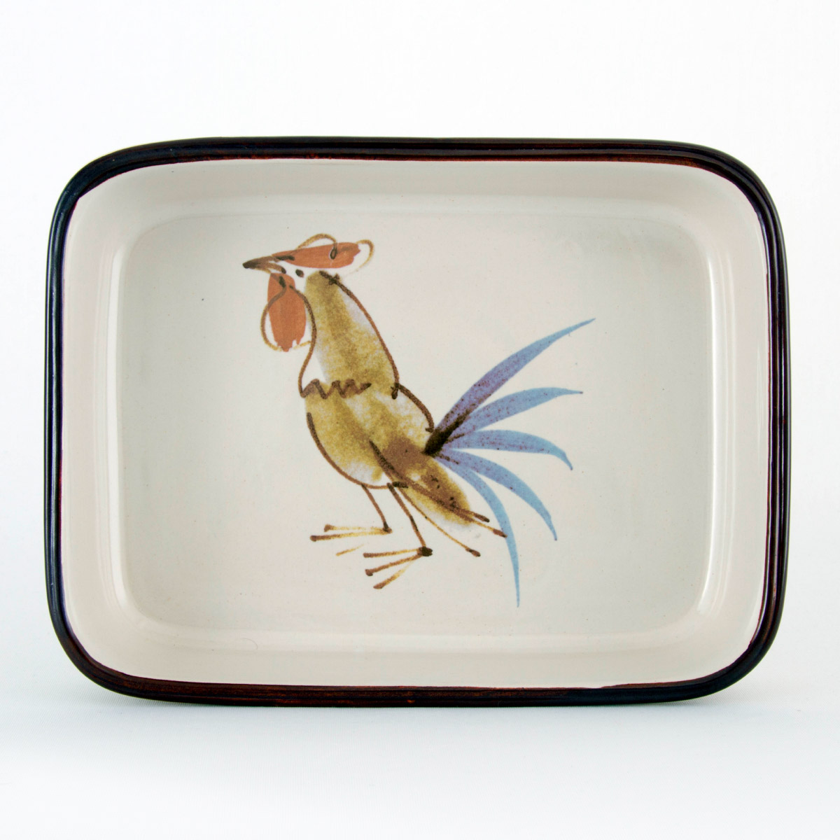 Cockerel Rectangular Serving Dish Grayshott Pottery