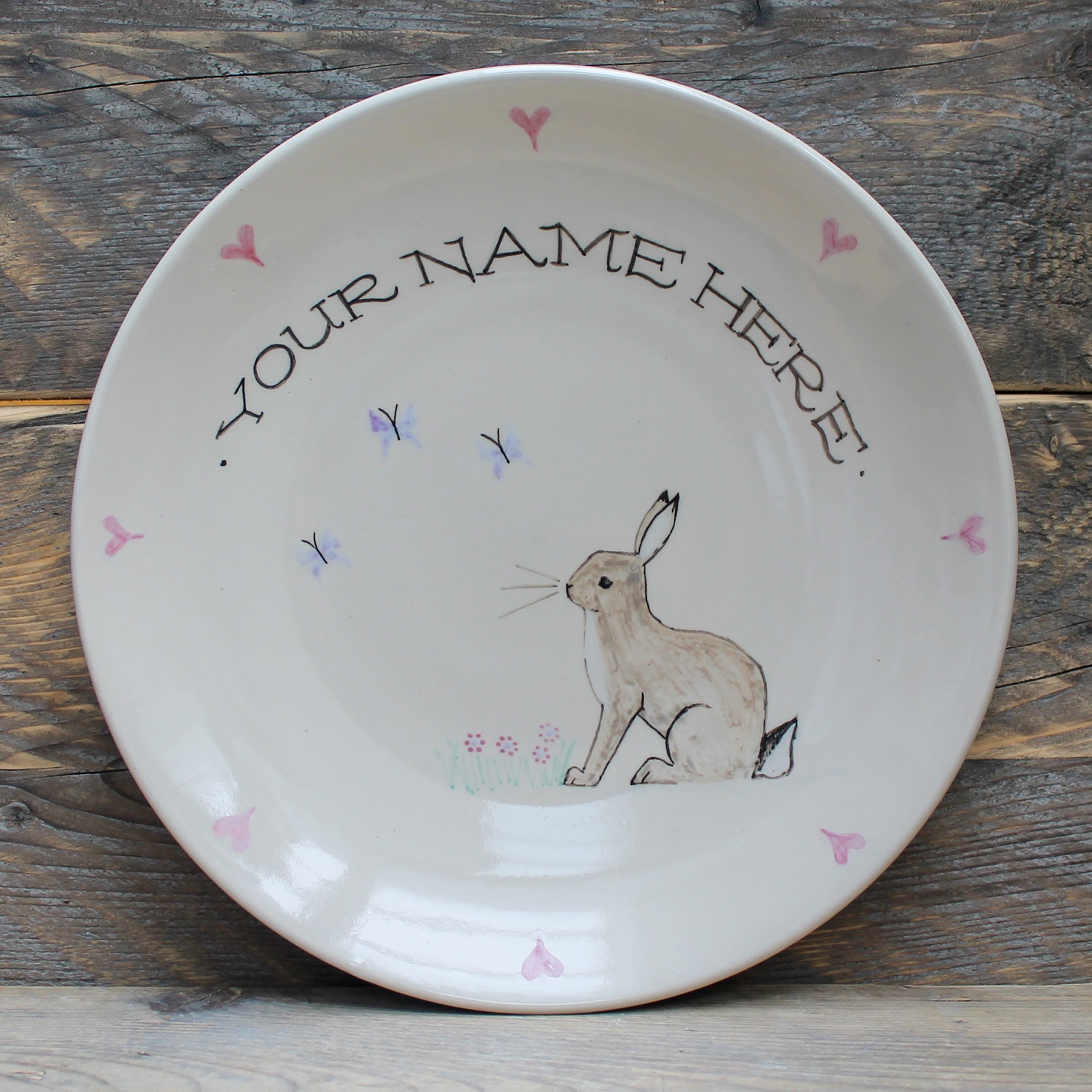 Bunny Personalised Tea Plate Grayshott Pottery